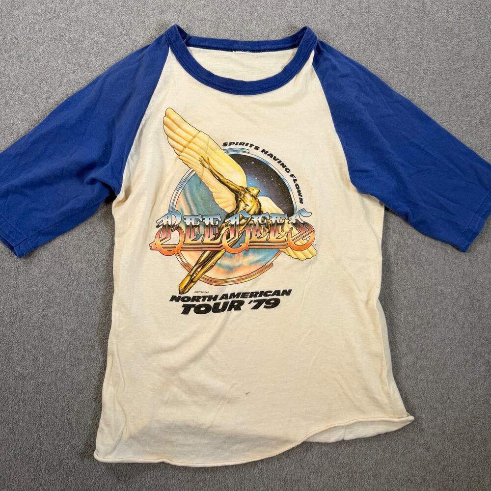 Vintage 1979 Beegees North American Tour Raglan Tee Shirt Crew Neck No Size Tag